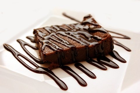 Brownie de chocolate en restaurante de Edimburgo